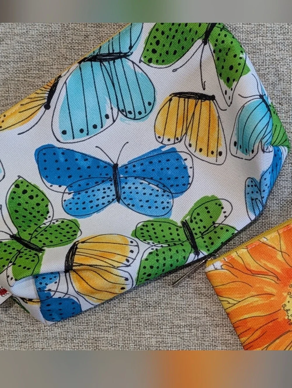 Clinique Butterfly & Sunflower Print Zip Pouch Make-up Bag Set - Summer Fun 🌻🦋